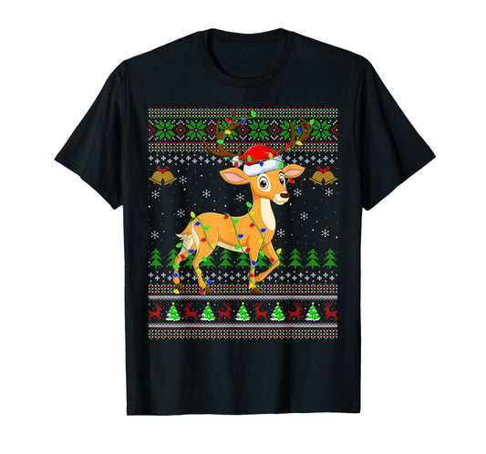 Deer Ugly Christmas Sweaters Holiday Santa Cute Xmas T-Shirt