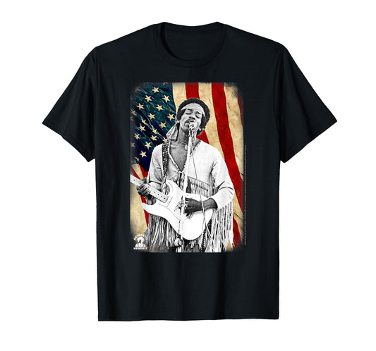 Jimi Hendrix Star Spangled Banner American Flag Vintage Band T-Shirt