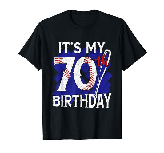 Its My 70th Birthday Baseball Vintage 70 Year Old Birthday T-Shirt