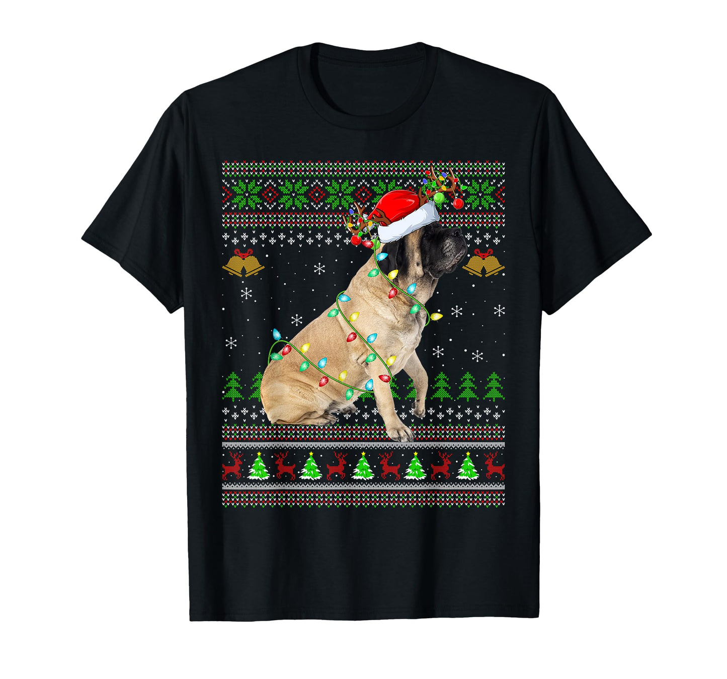 English Mastiff Dog Ugly Christmas Sweaters Holiday Xmas T-Shirt