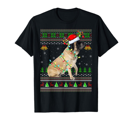 English Mastiff Dog Ugly Christmas Sweaters Holiday Xmas T-Shirt