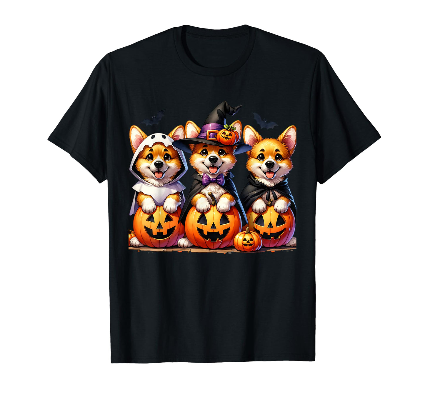 Corgi Dog Ghost Witch Mummy Pumpkin Funny Halloween Costume T-Shirt