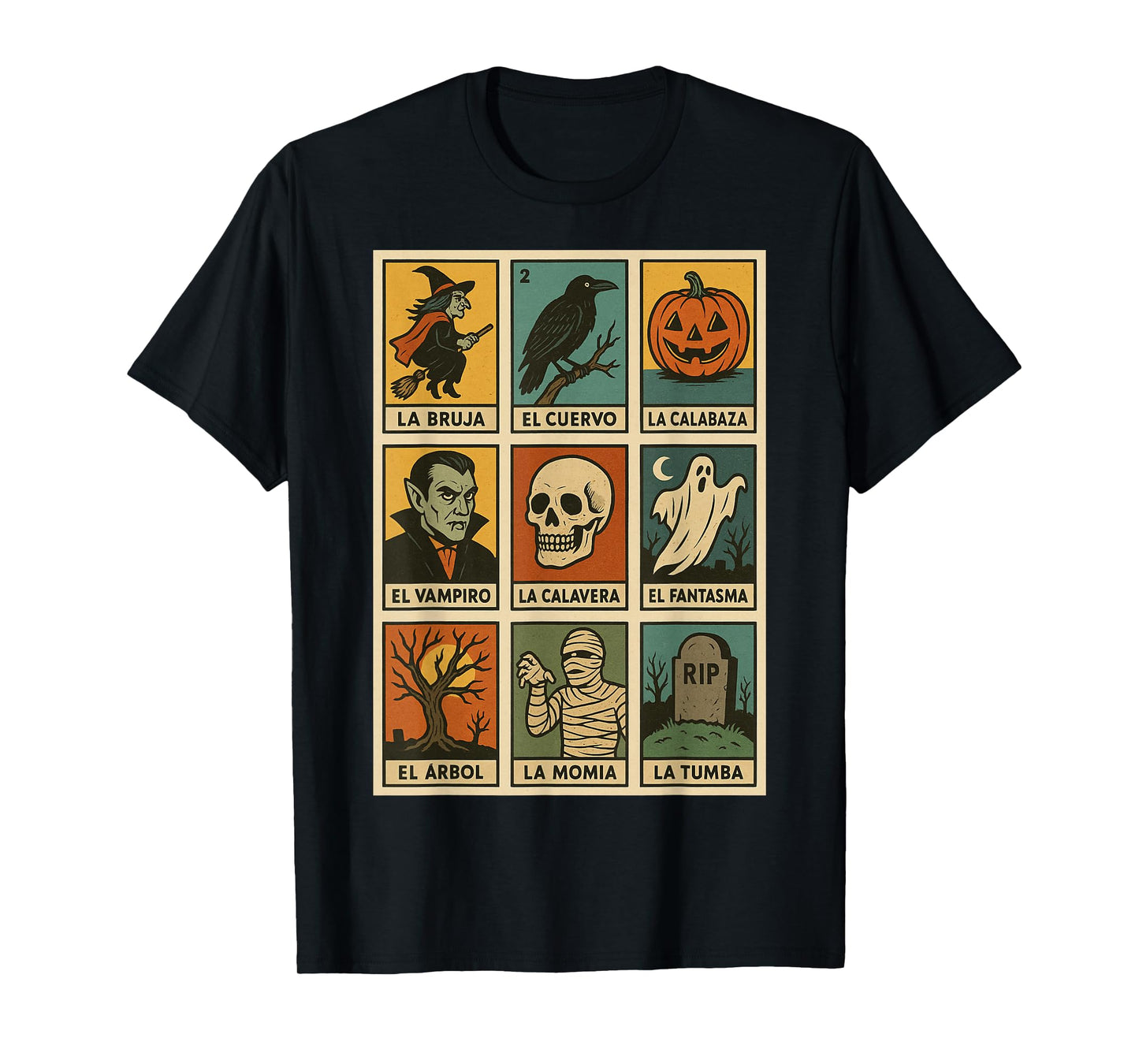 Vintage Lottery Halloween Cards Spooky Mexican Style Design T-Shirt