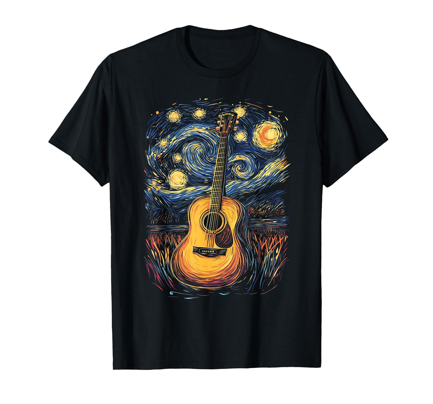 Starry Night Inspired Acoustic Guitar T-Shirt
