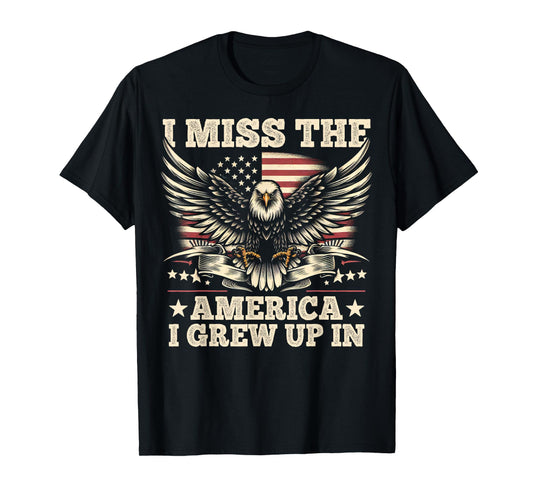 I Miss The America I Grew Up In Retrro Vintage American Flag T-Shirt