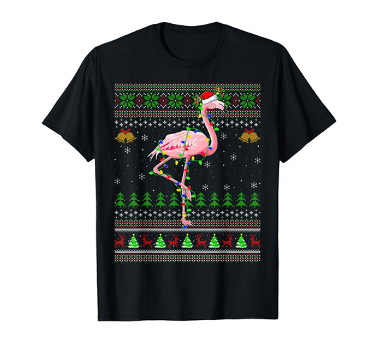 Flamingo Ugly Christmas Sweaters Holiday Santa Cute Xmas T-Shirt