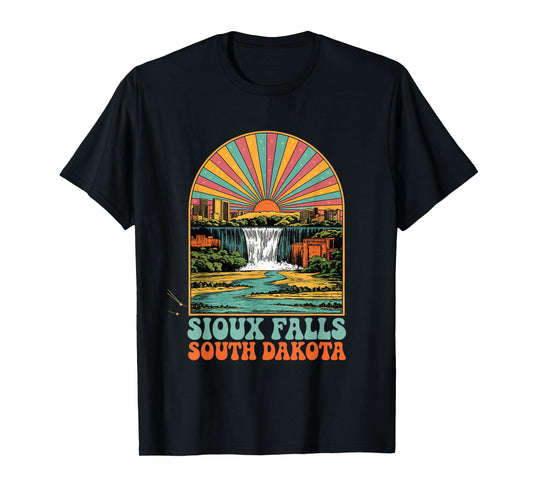 Retro Sioux Falls South Dakota Sunset Skyline Vintage T-Shirt