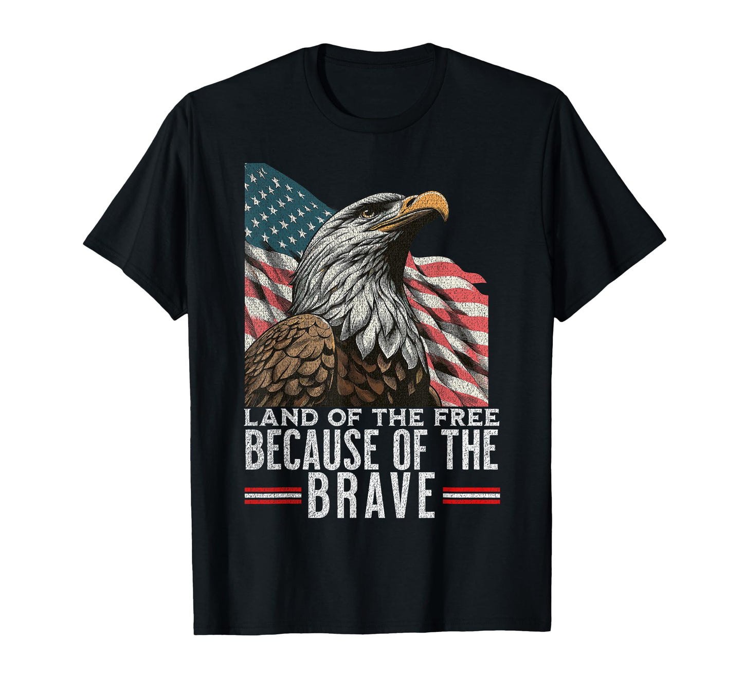 Land of the Free Because of the Brave Vintage America Eagle T-Shirt