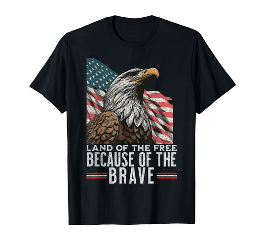 Land of the Free Because of the Brave Vintage America Eagle T-Shirt