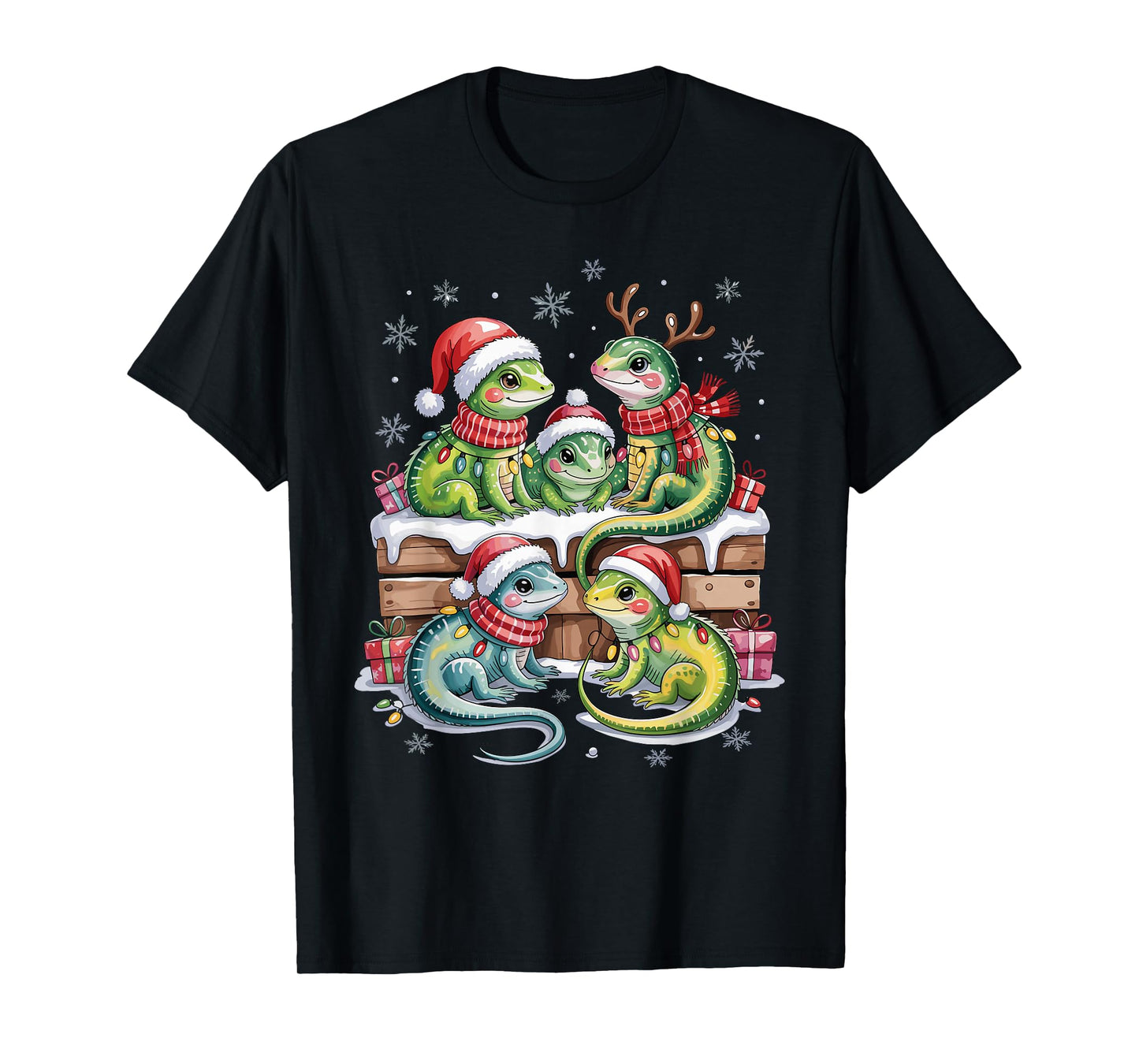 Lizard Christmas Cute Pet Lovers Funny Holiday Pajamas T-Shirt