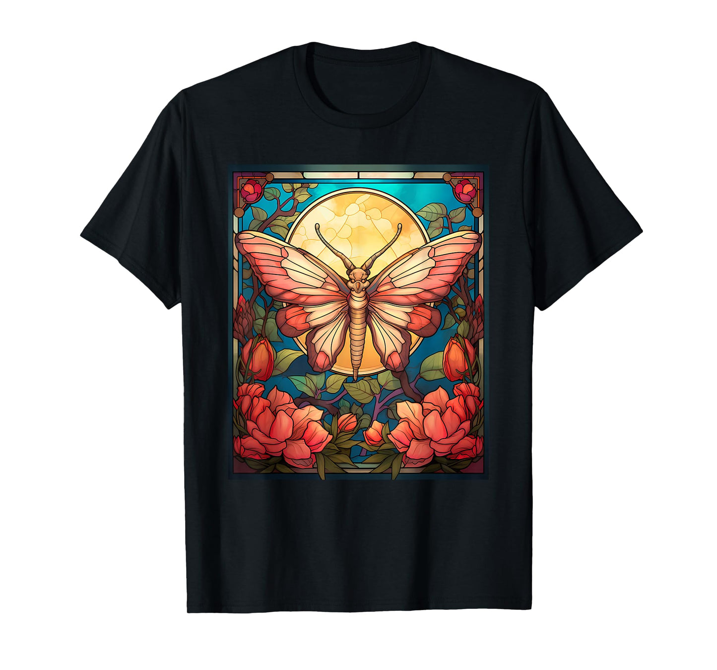 Stained Glass Style Rosy maple moth T-Shirt