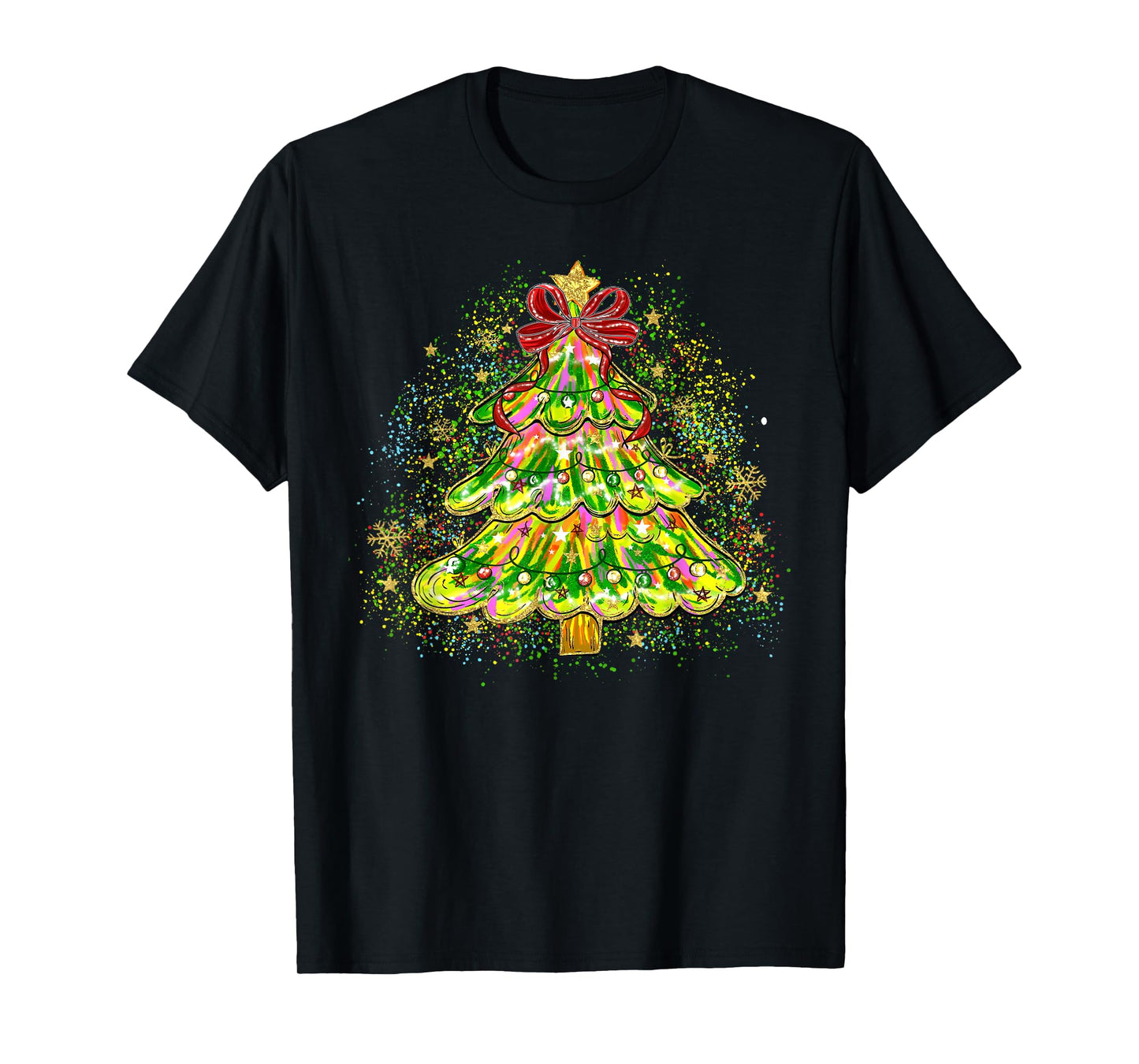 Christmas Tree Coquette Bow Xmas Lights Snowflake Holiday T-Shirt