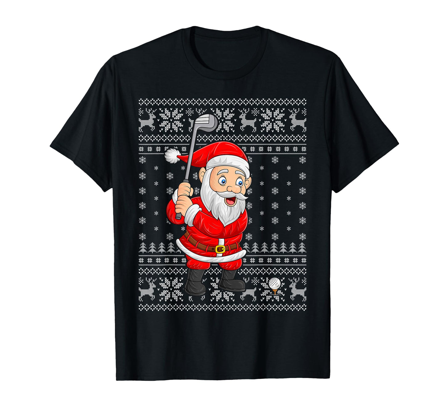 Santa Playing Golf Golfer Ugly Christmas Sweaters Xmas T-Shirt