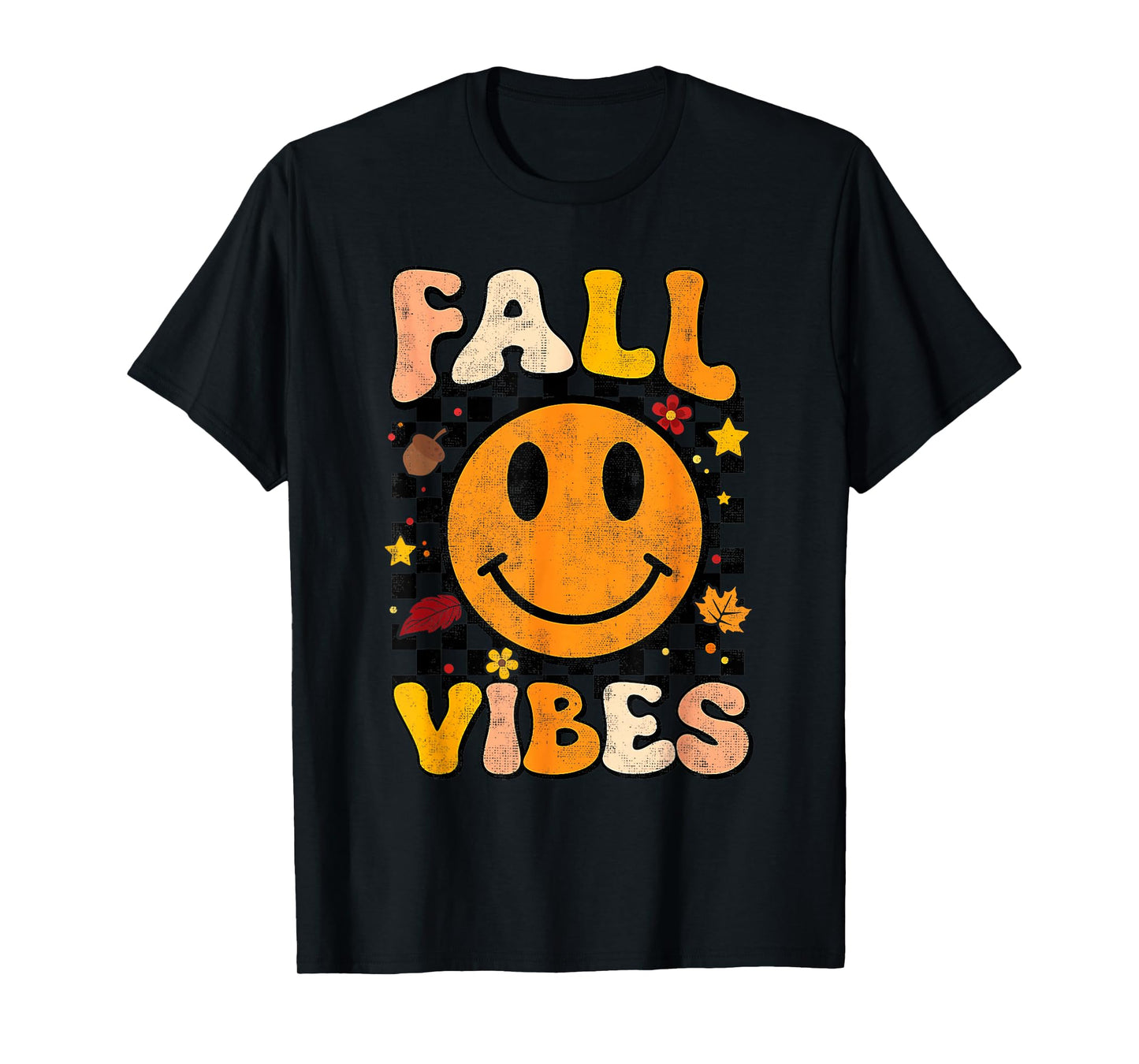 Fall Vibes Tis The Season Fall Leaves Retro Autumn Funny T-Shirt