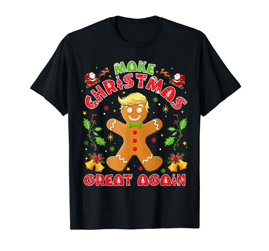 Funny Trump Gingerbread Man Make Christmas Great Again 2024 T-Shirt