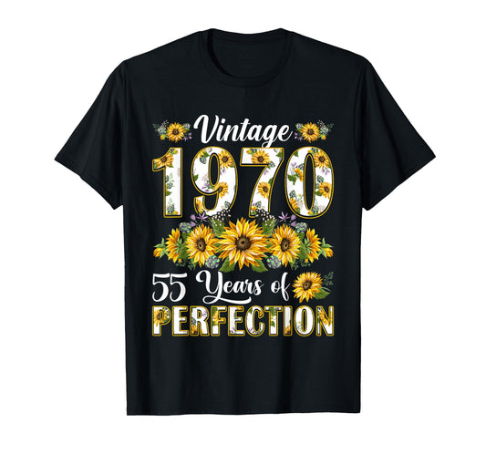 55 Year Old Vintage 1970 Sunflower 55th Birthday Gifts Women T-Shirt
