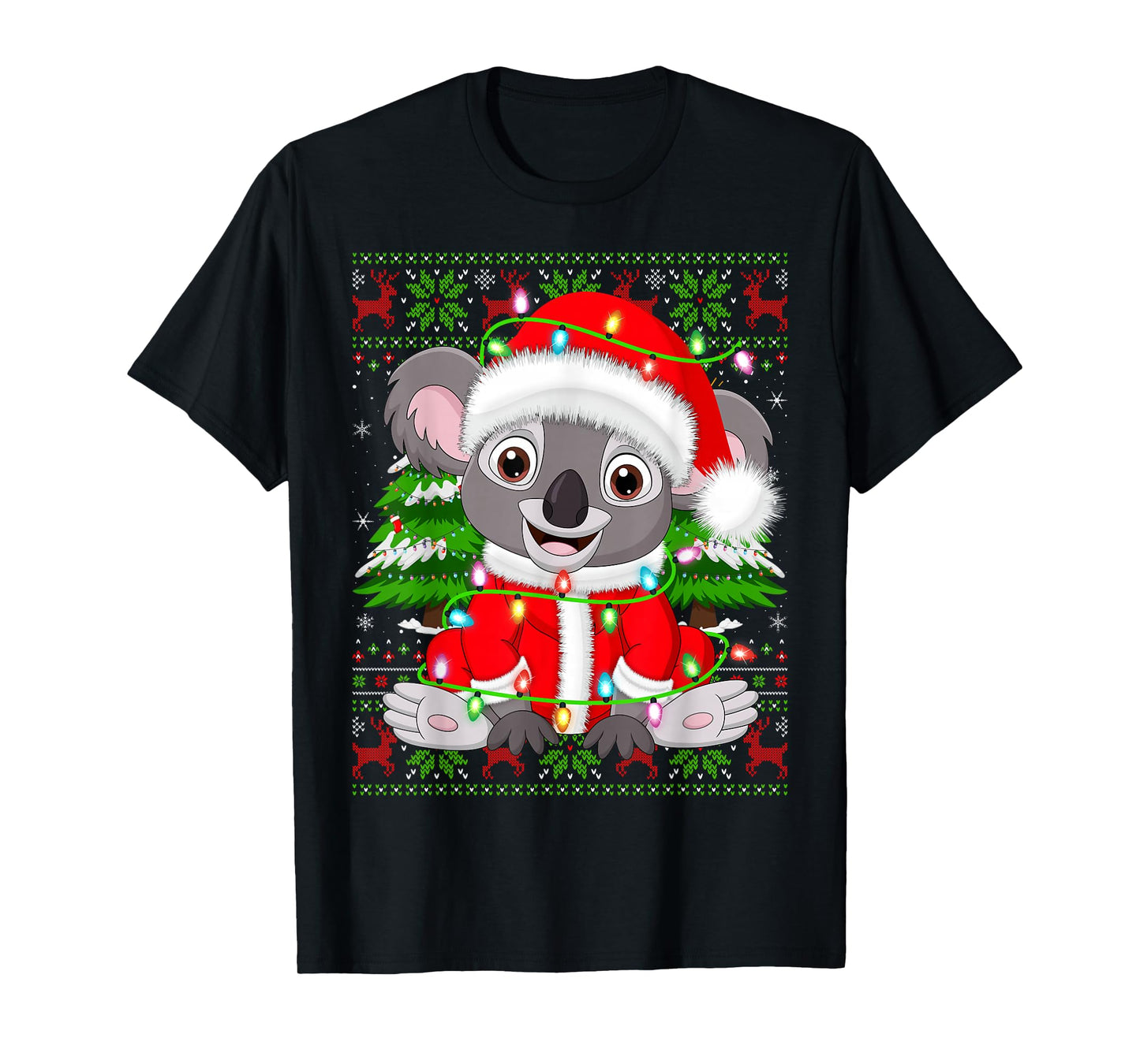 Koala Christmas Lights Santa Costume Ugly Xmas Sweaters T-Shirt