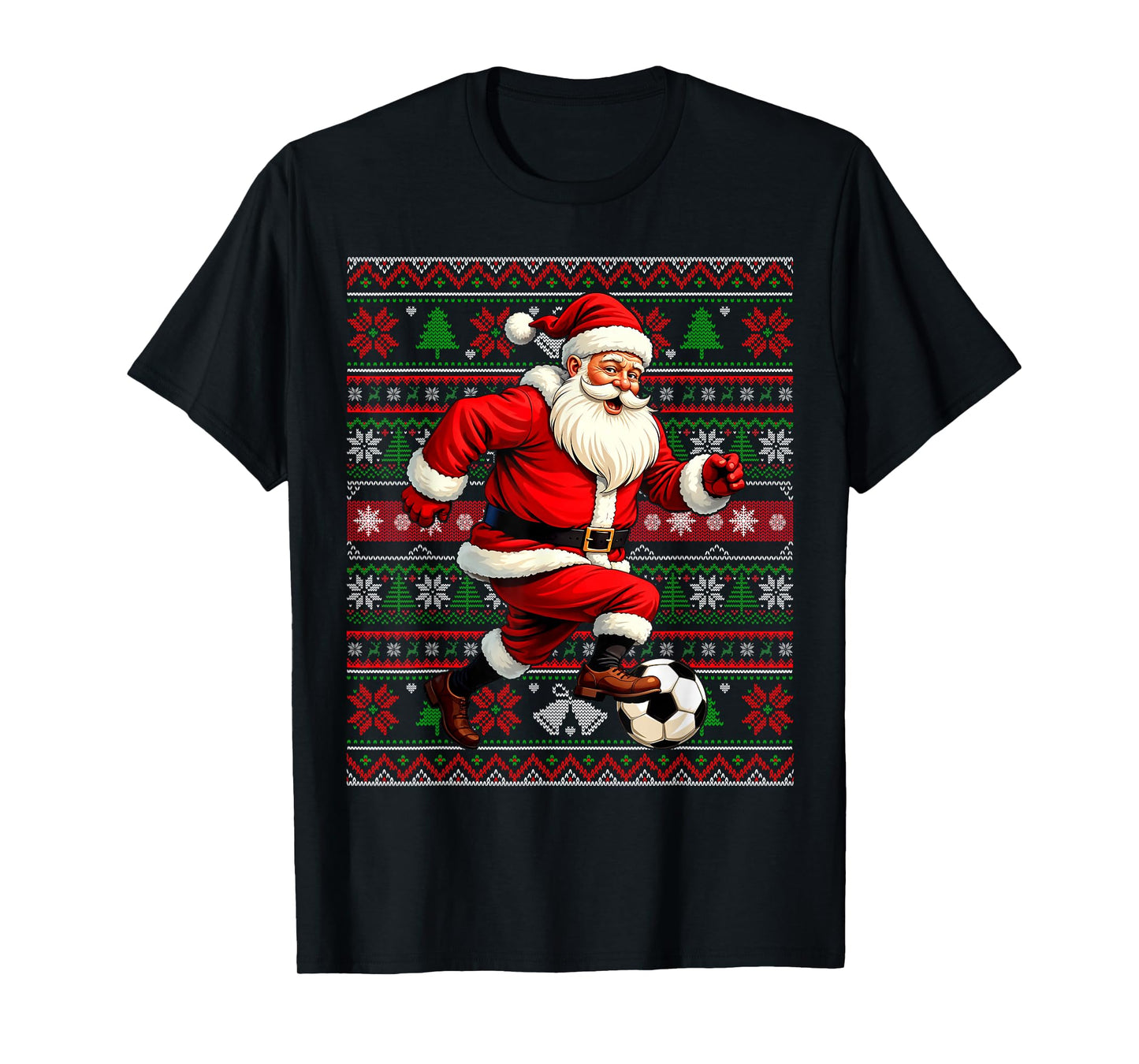 Funny Santa Playing Soccer Ugly Christmas Sweater Xmas T-Shirt