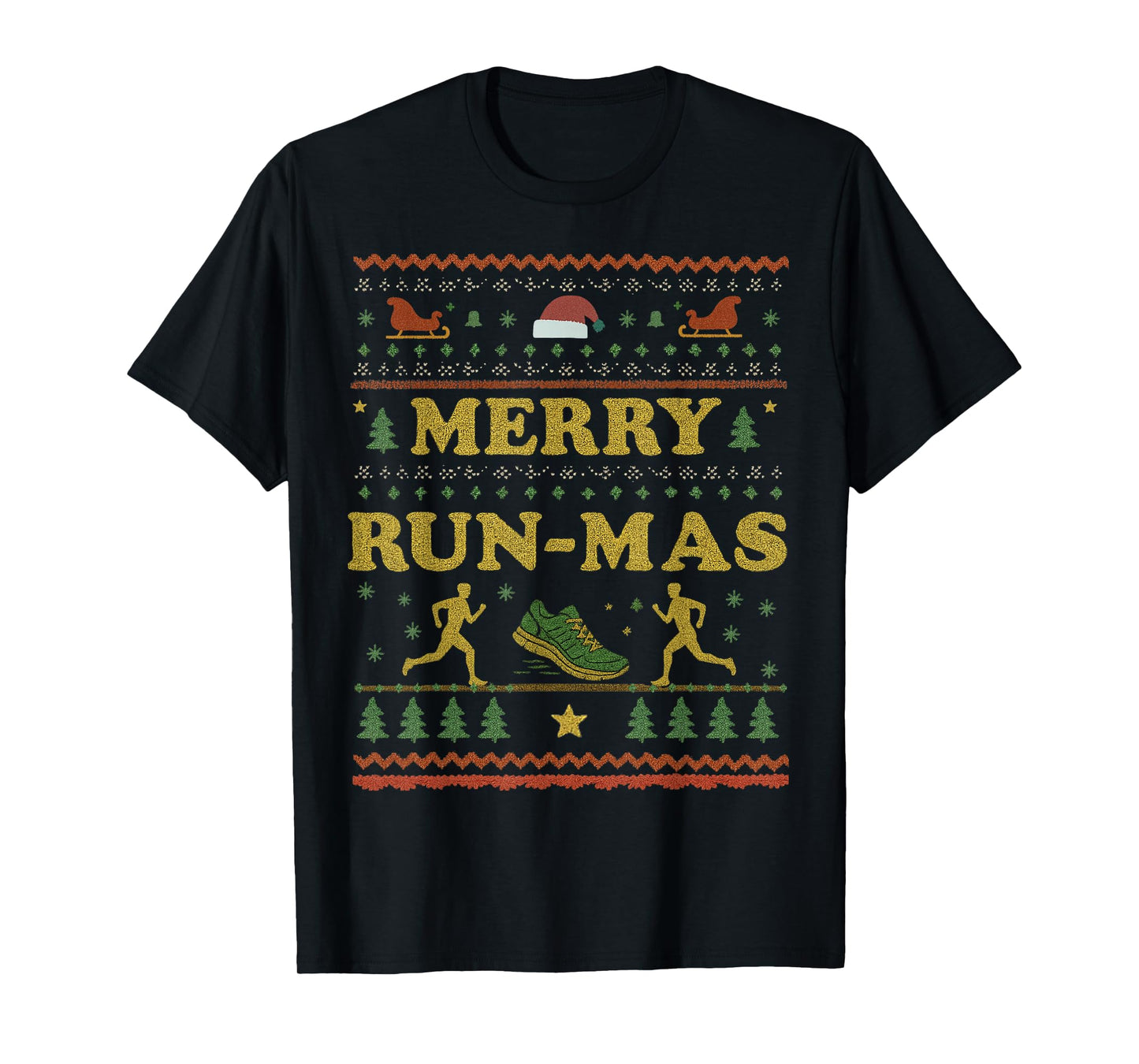 Merry Run-Mas Running Christmas Vintage Funny Runner Xmas T-Shirt