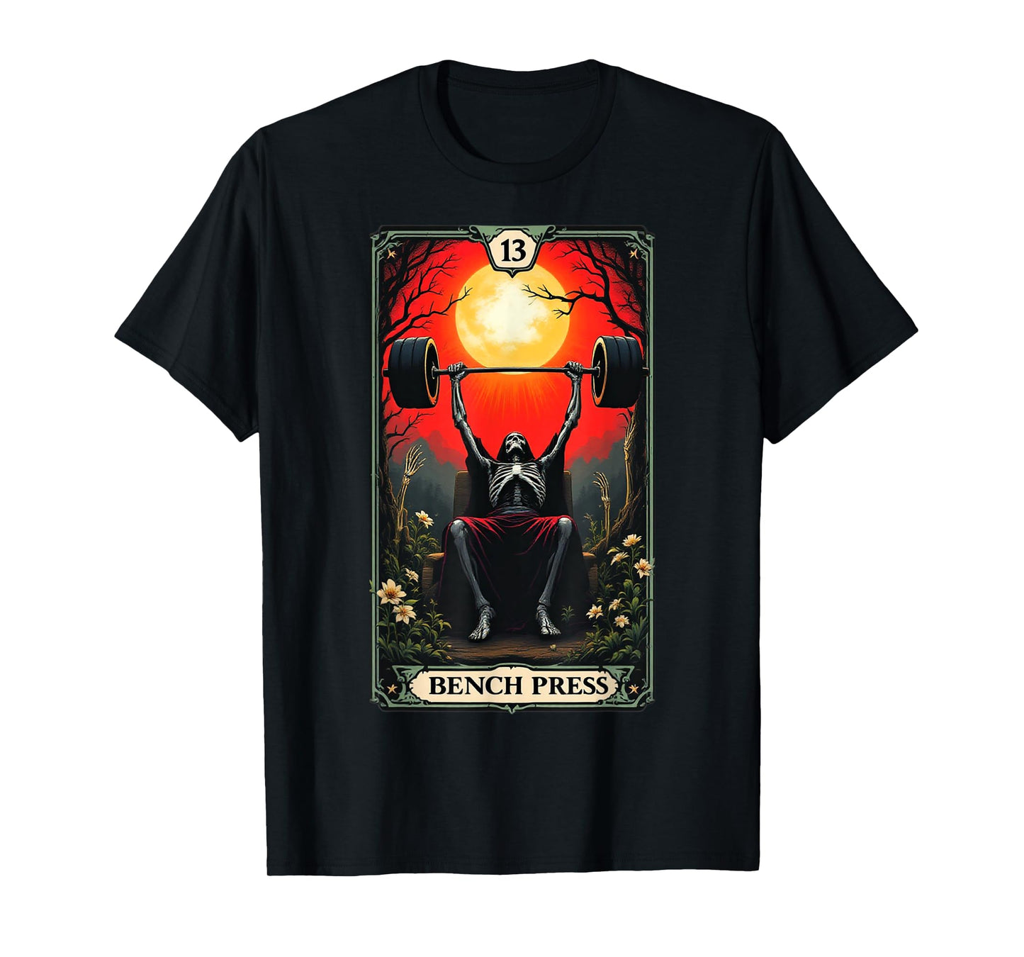Funny Tarot Card Bench Press Gym Occult Workout Fitness T-Shirt
