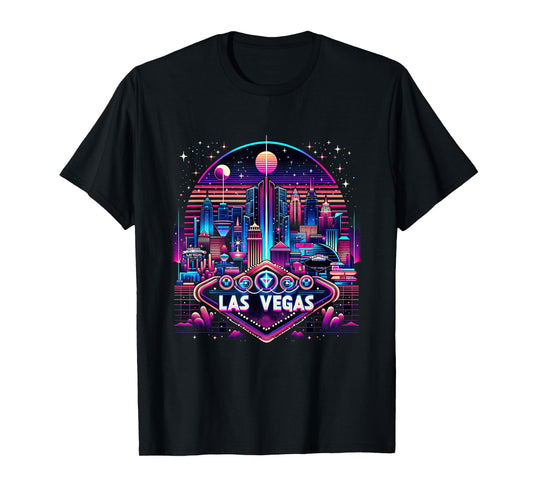 Las Vegas Nevada Shirt NV Family Trip 90s Retro City Skyline T-Shirt