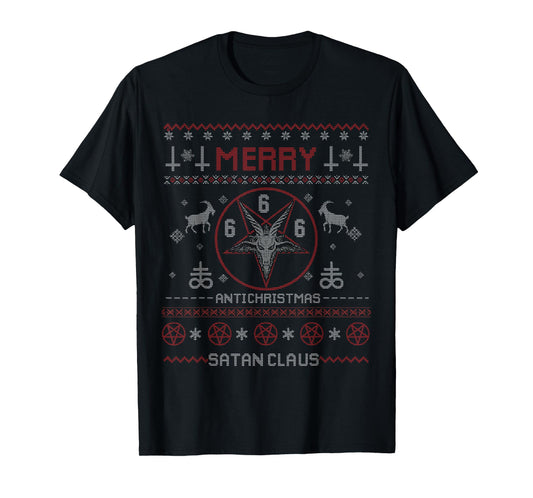 Merry Anti Christmas Satan Claus Gothic Ugly Christmas T-Shirt