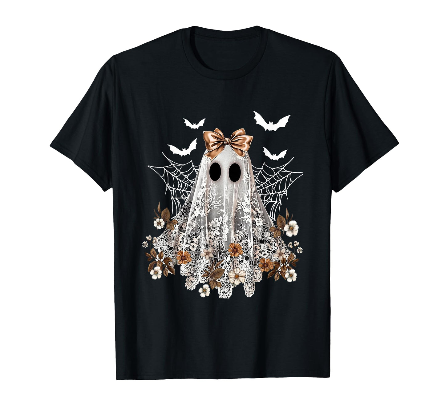Halloween Shirt Floral Ghost Halloween Costume Girls Women T-Shirt