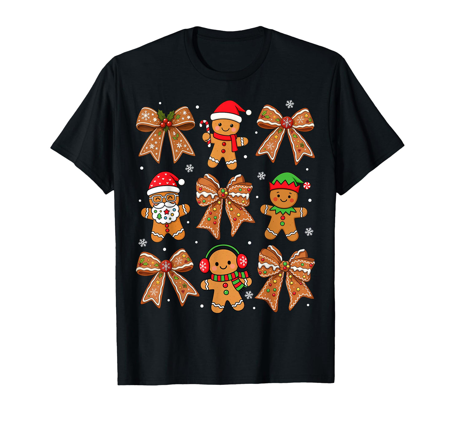Merry Christmas Coquette Bow Santa Gingerbread Xmas Holiday T-Shirt
