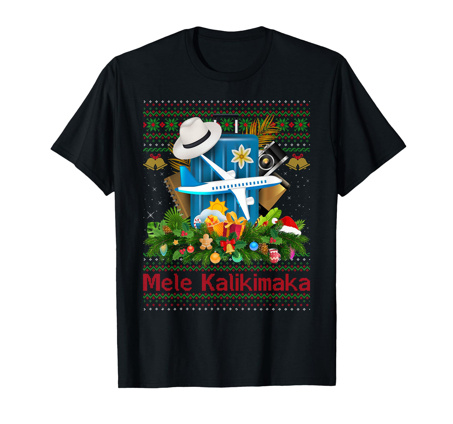 Ugly Christmas Sweaters Hawaiian Vacation Mele Kalikimaka T-Shirt