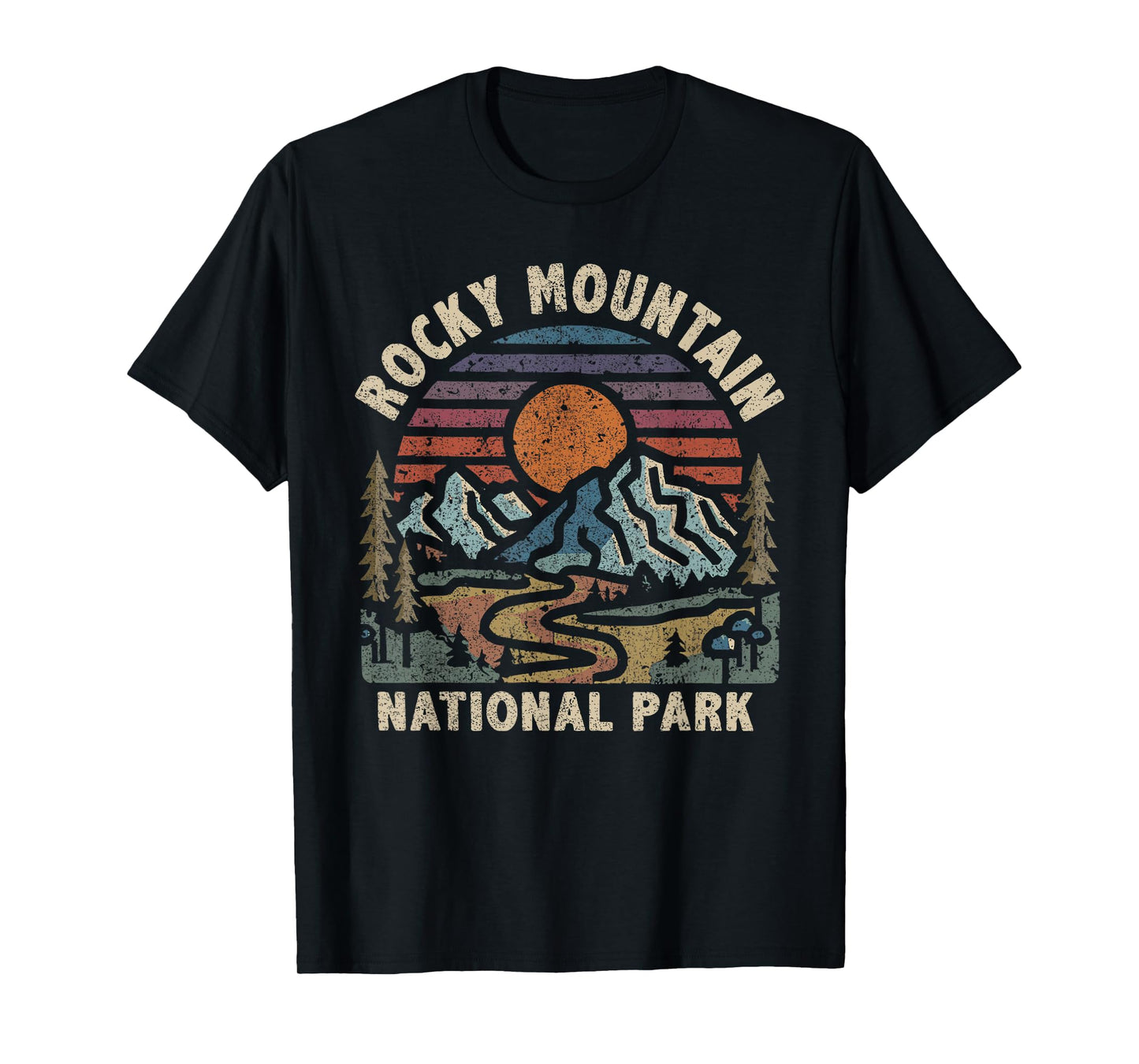 Rocky Mountain National Park Retro Sunset Mountains T-Shirt