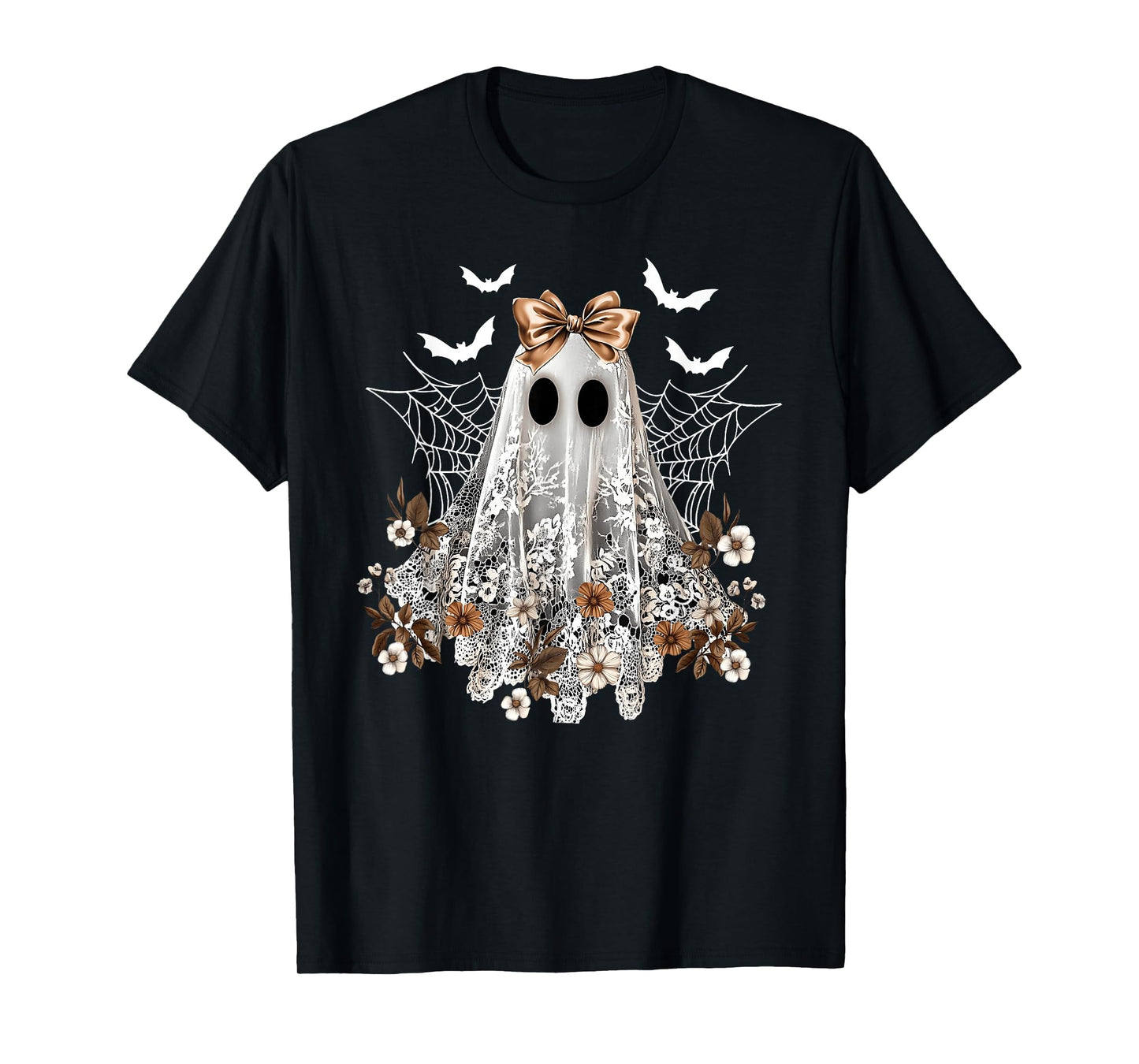 Lace Ghost Coquette Bow Vintage Women Girls Halloween Girly T-Shirt