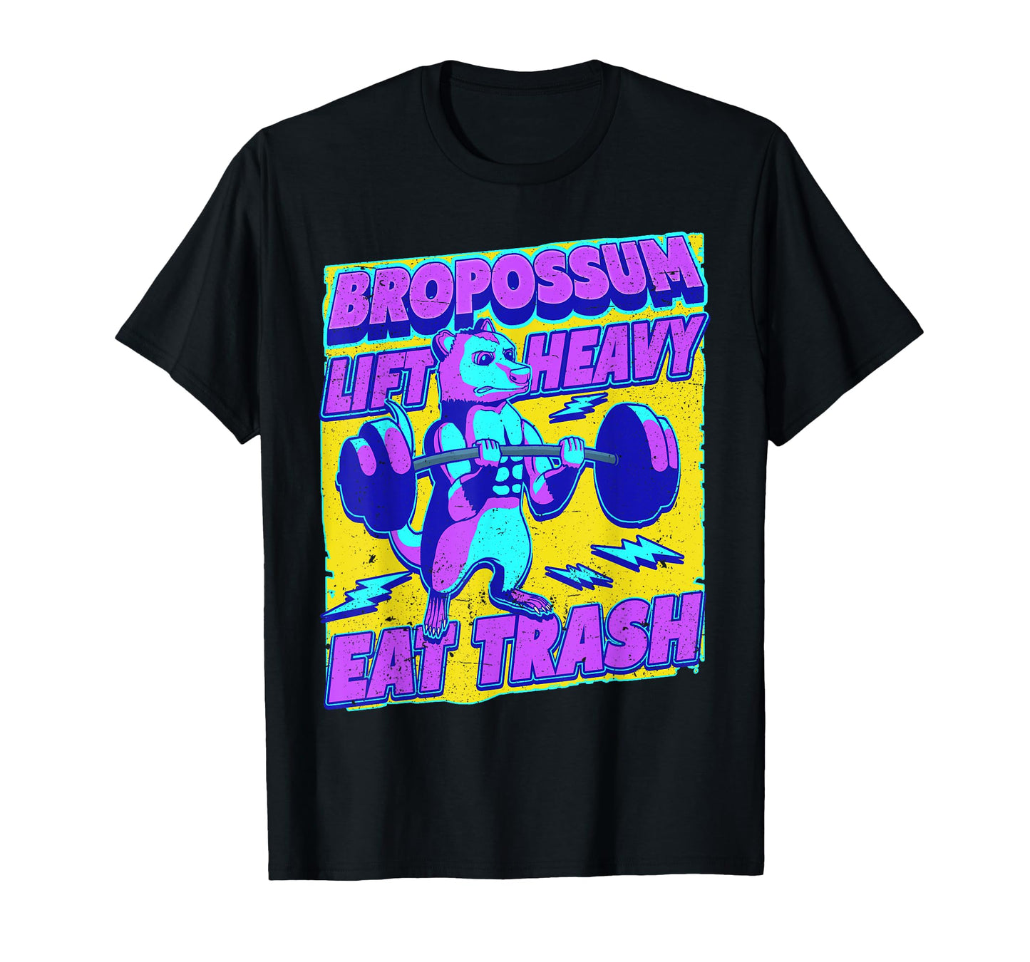 Funny Gym Lift Heavy Eat Trash Weightlifting Opossum T-Shirt