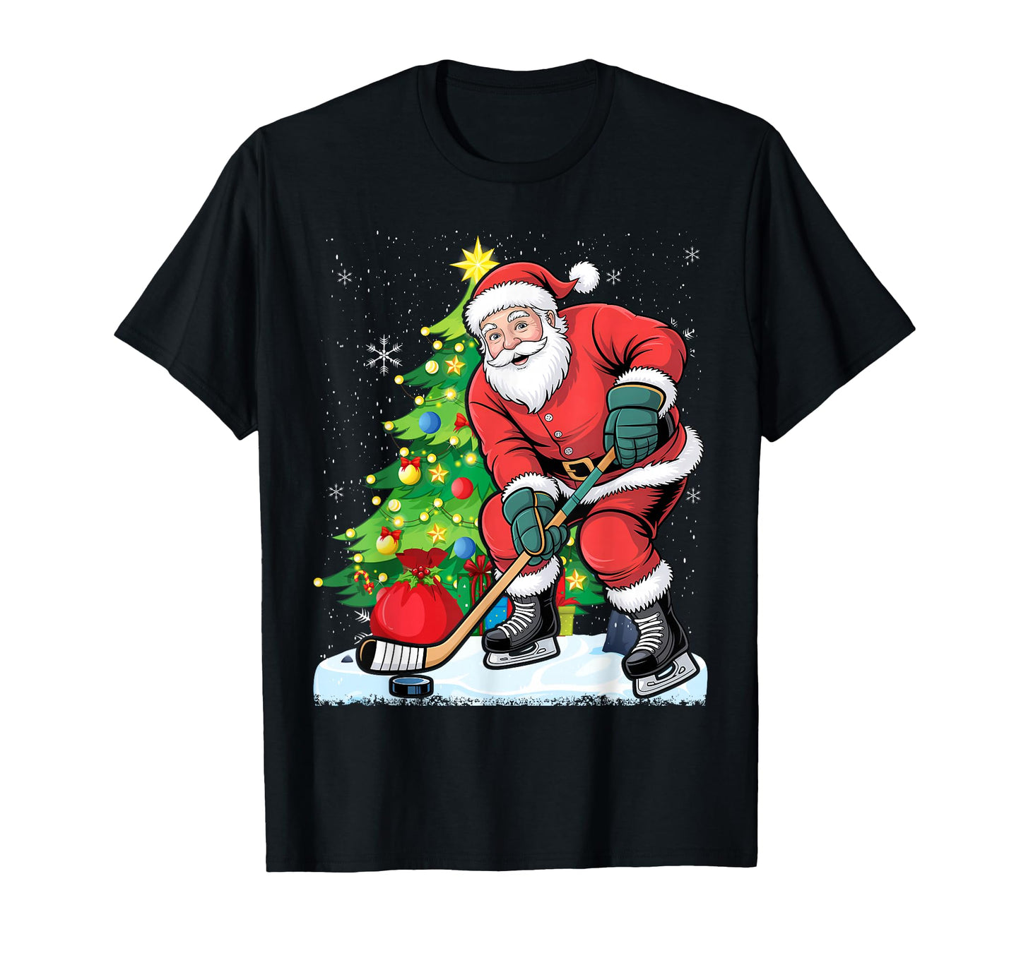 Funny Santa Clause Christmas Ice Hockey Kids for Boys T-Shirt
