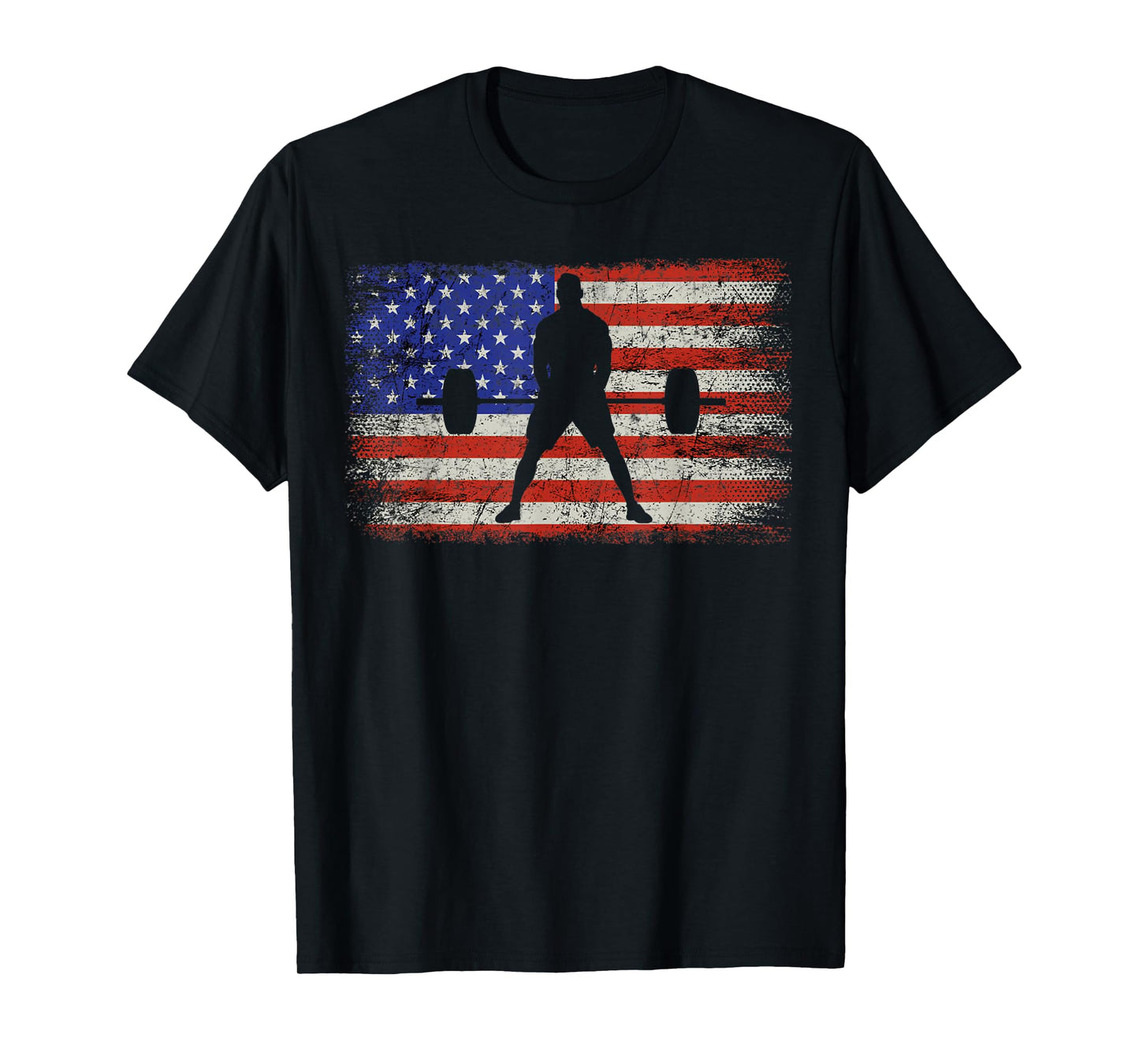 Weightlifting Patriotic Barbell American Flag Weight Lifter T-Shirt