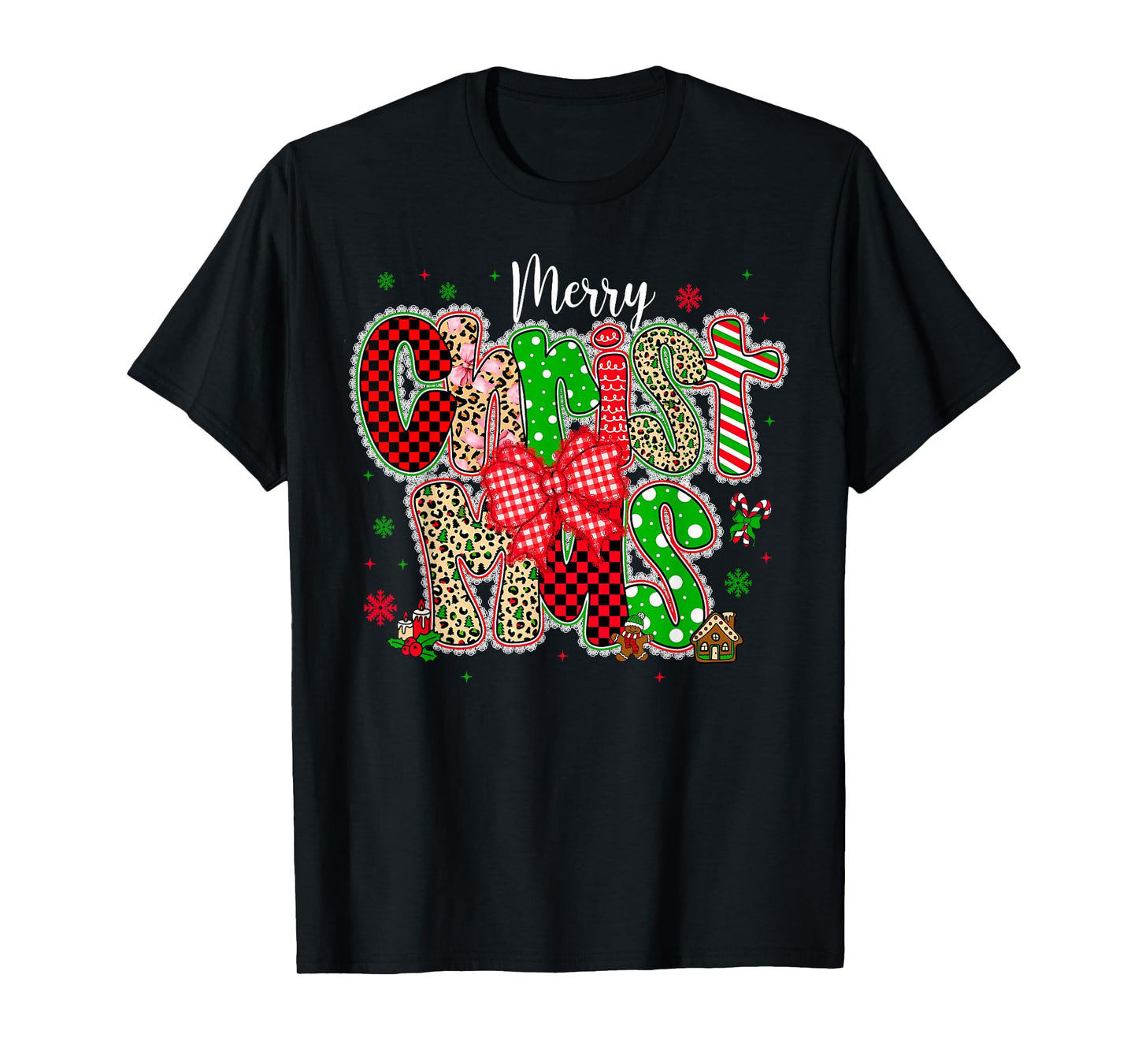 Merry Christmas Coquette Bow Family Xmas Pajamas Holiday T-Shirt