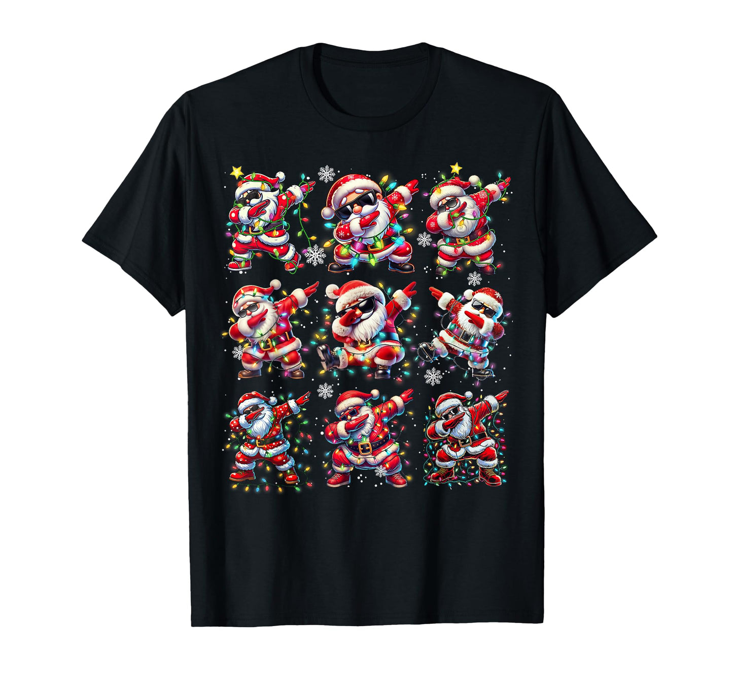 Cute Santa Christmas Dabbing Dance Boys Men Kids Xmas Lights T-Shirt