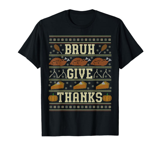 Bruh Meme Ugly Thanksgiving Sweater Turkey Teen Boys Kids T-Shirt