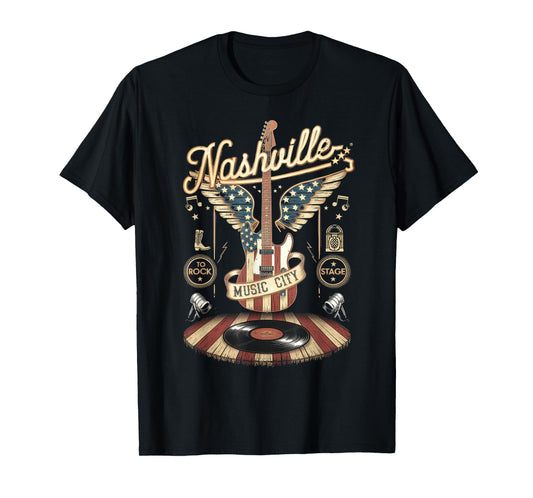 Nashville Music City Tshirt Women Men Tennessee Rock Country T-Shirt