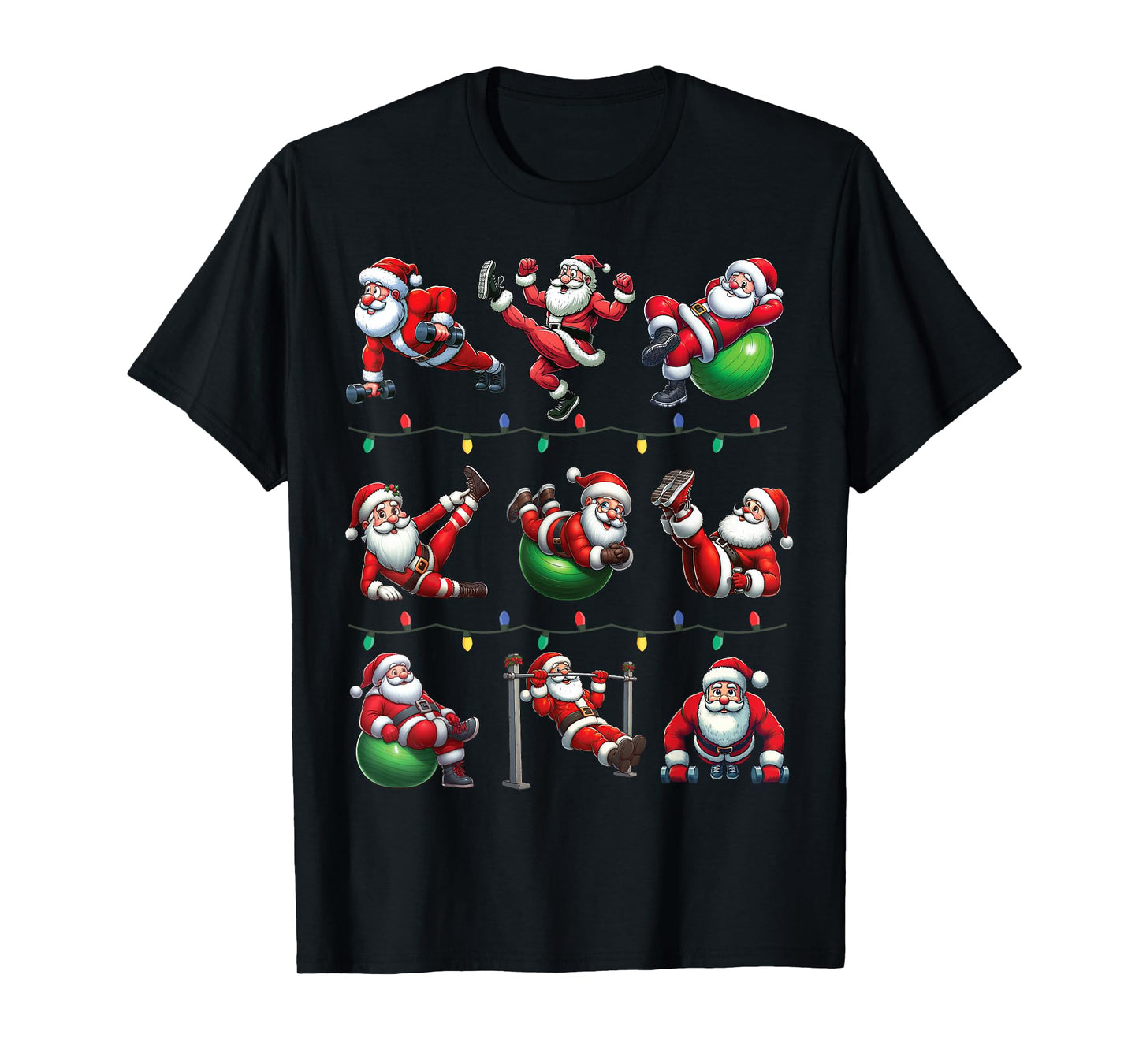 Santa Fitness Collection Gym Workout Weightlifting Christmas T-Shirt