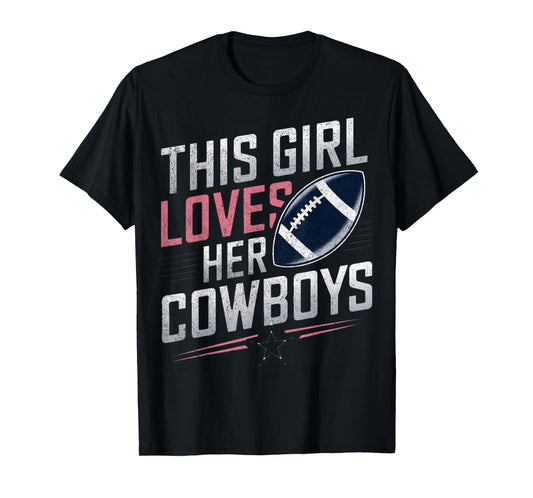 This Girl Loves Her Cowboys Vintage Retro T-Shirt