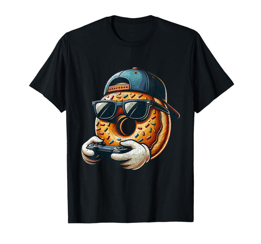 Cool Donut Playing Video Games. Funny Video Games Donuts T-Shirt