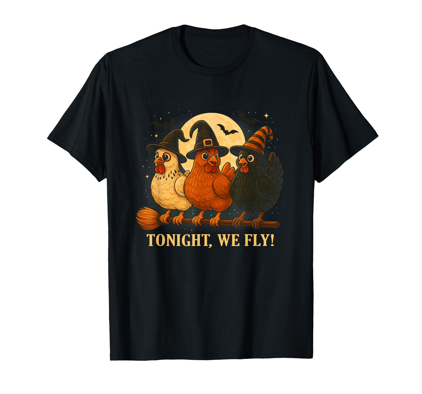 Funny Witch Chicken Tonight We Fly Halloween T-Shirt