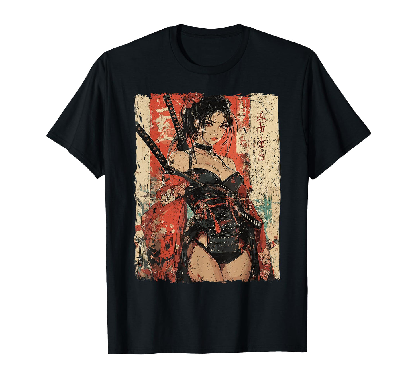 Samurai Warrior Waifu Girl Japanese Ukiyo-e Manga Samurai T-Shirt