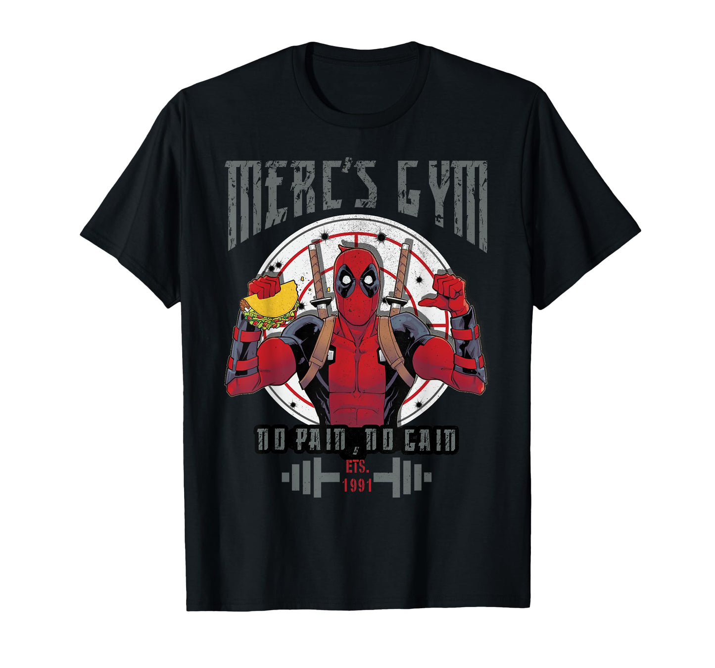 Marvel Deadpool Merc's Gym No Pain No Gain T-Shirt
