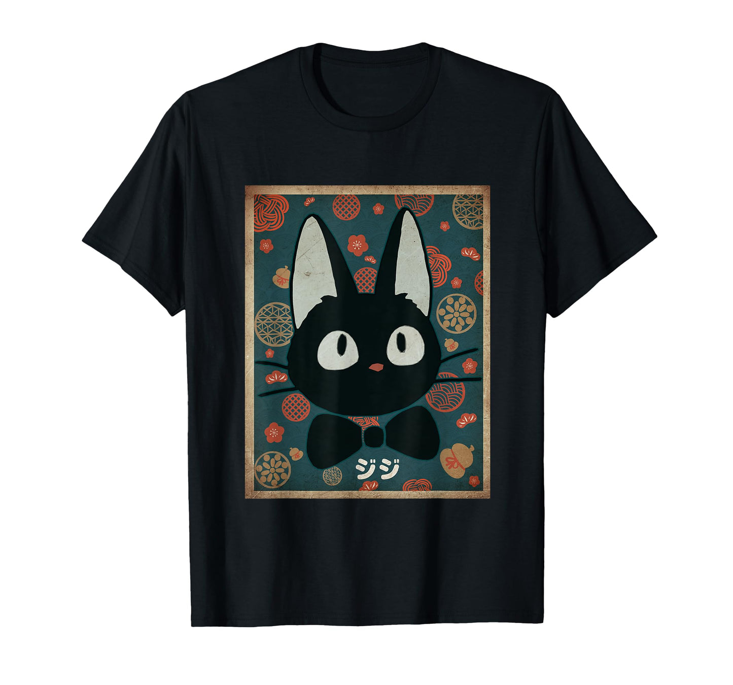 Vintage Kawaii Black Cat Face Cat Lover Japanese Anime Retro Men Women Girls Kids T-Shirt