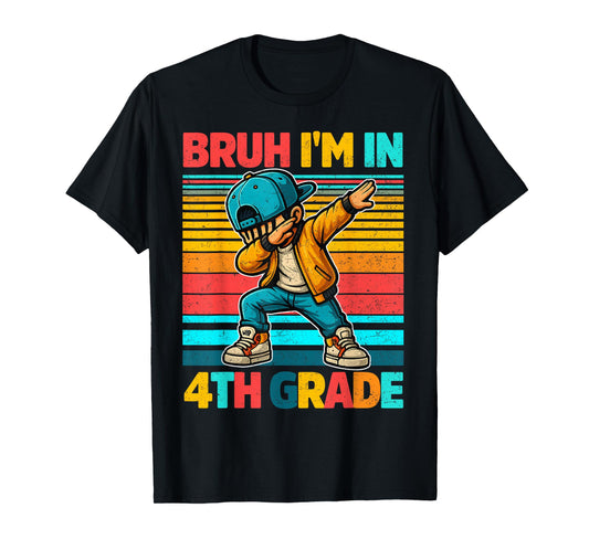 Vintage Bruh Im In 4th Grade First Day School Dabbing Boys T-Shirt