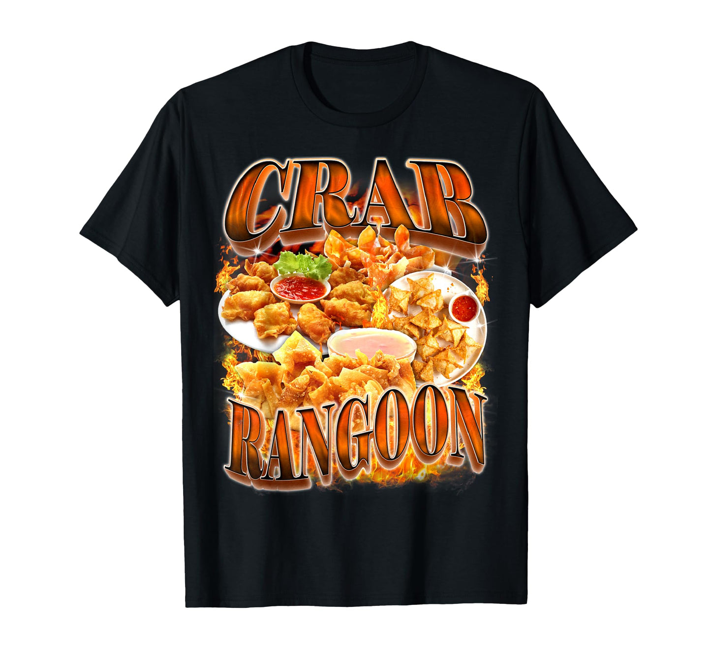 Crab Rangoon Meme Bootleg Rap Style 90s Vintage Funny 1990s T-Shirt