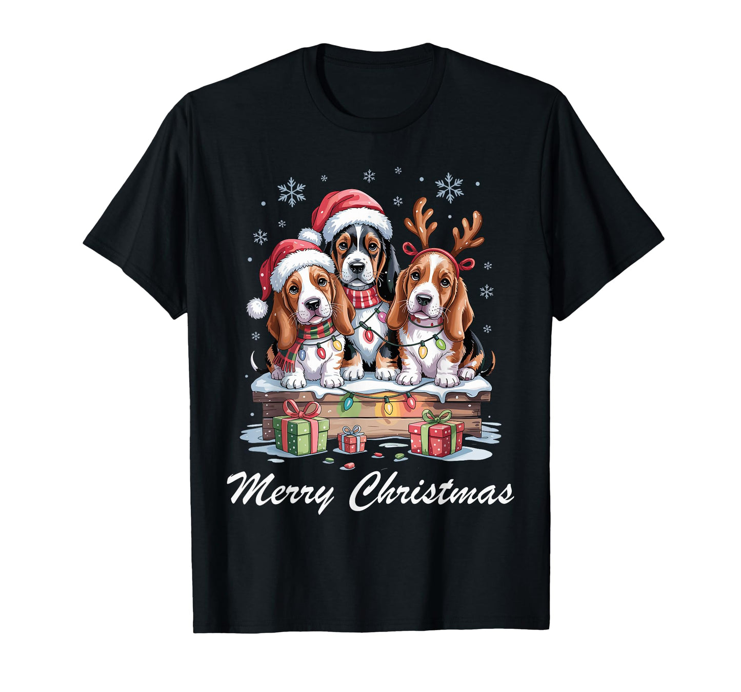 Basset Hound Merry Christmas Basshole Dog Lovers Holiday T-Shirt