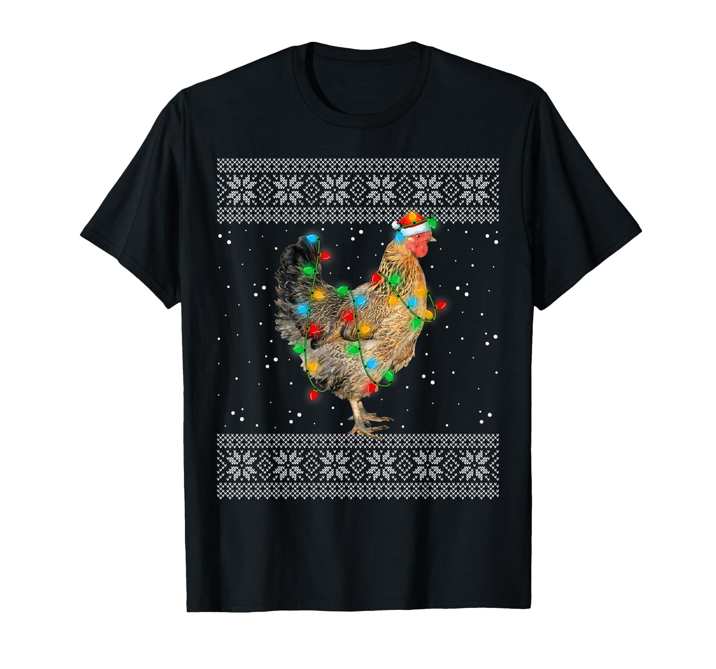 Santa Hat Chicken Ugly Xmas Sweater Funny Chicken Christmas T-Shirt
