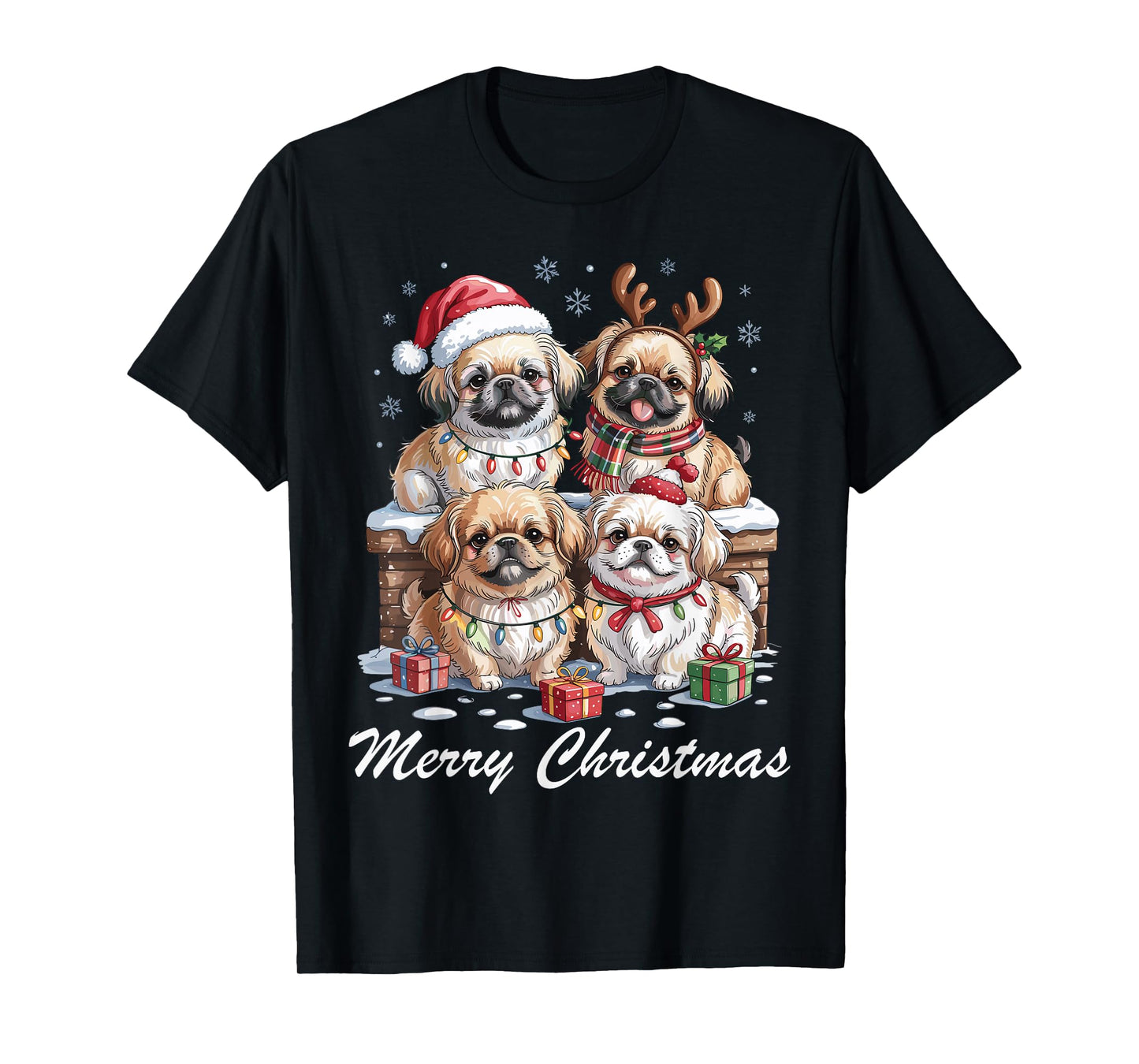 Pekingese Merry Christmas Funny Dog Lovers Holiday Pajama T-Shirt